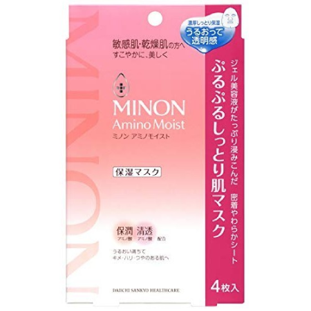 Minon Amino Moist Purupuru Moist Skin Mask 22ml x4 Sheets , Minon Amino Moist , มาร์ก amino , แผ่นมาส์กหน้า Amino Moist Purupuru